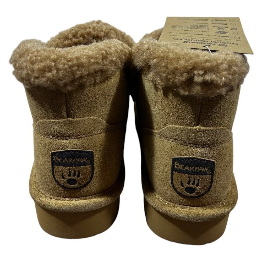 NWT Bearpaw Maeve Platform Lo Solid Suede Boots Hickory Cozy Winter Size 7